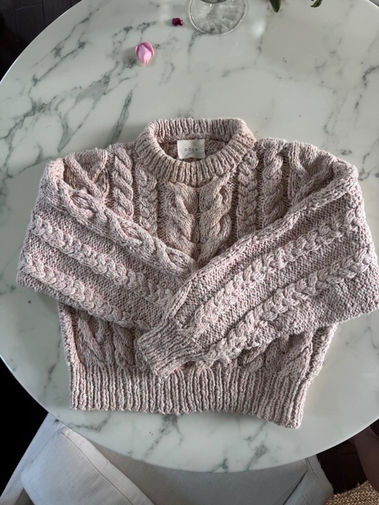 Doen Sweaters - DÔEN Bee Sweater Pink Cloud Cable Knit XS